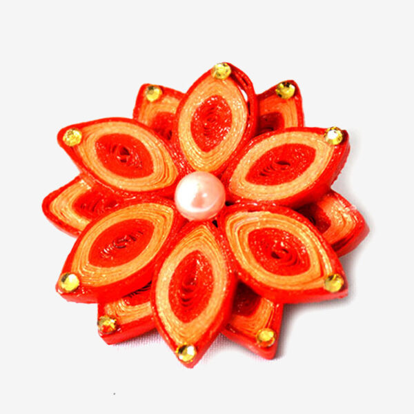 Paper Quilled Saree Brooch Design 4 – Orange for Sale - eKade.lk