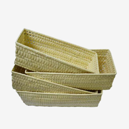 Palmyrah Basket Square Shape (Four Pieces) Design -1 for Sale - eKade.lk