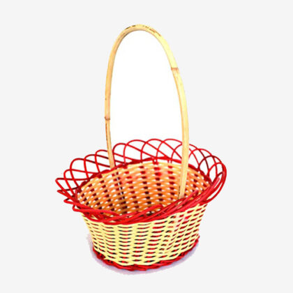 Cane Flower Basket Type 8 (Red Colour) – Large Size for Sale - eKade.lk