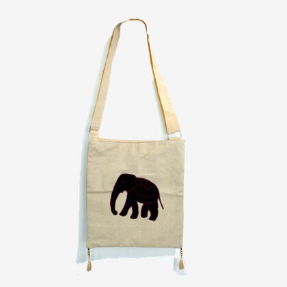 Ladies Side Bag From Raw Fabric (Elephant Image) for Sale - eKade.lk