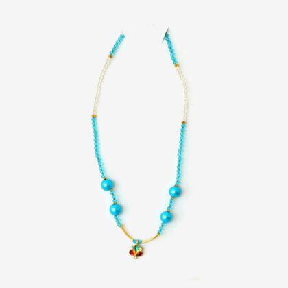 Jewellery 7 – Light Blue, Gold and Transparent Coloured Necklace for Sale - eKade.lk