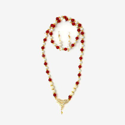 Jewellery 13 – Necklace with White and Red Beads for Sale - eKade.lk